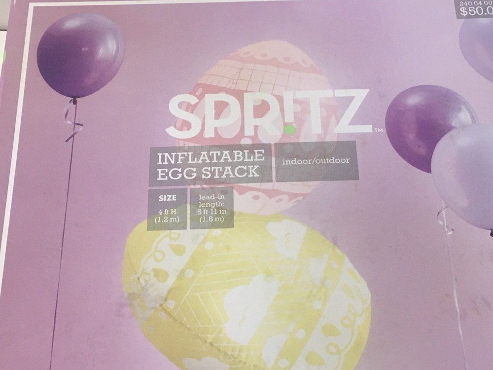Spritz Inflatable Easter Egg Stack Blow Up 4 Ft New