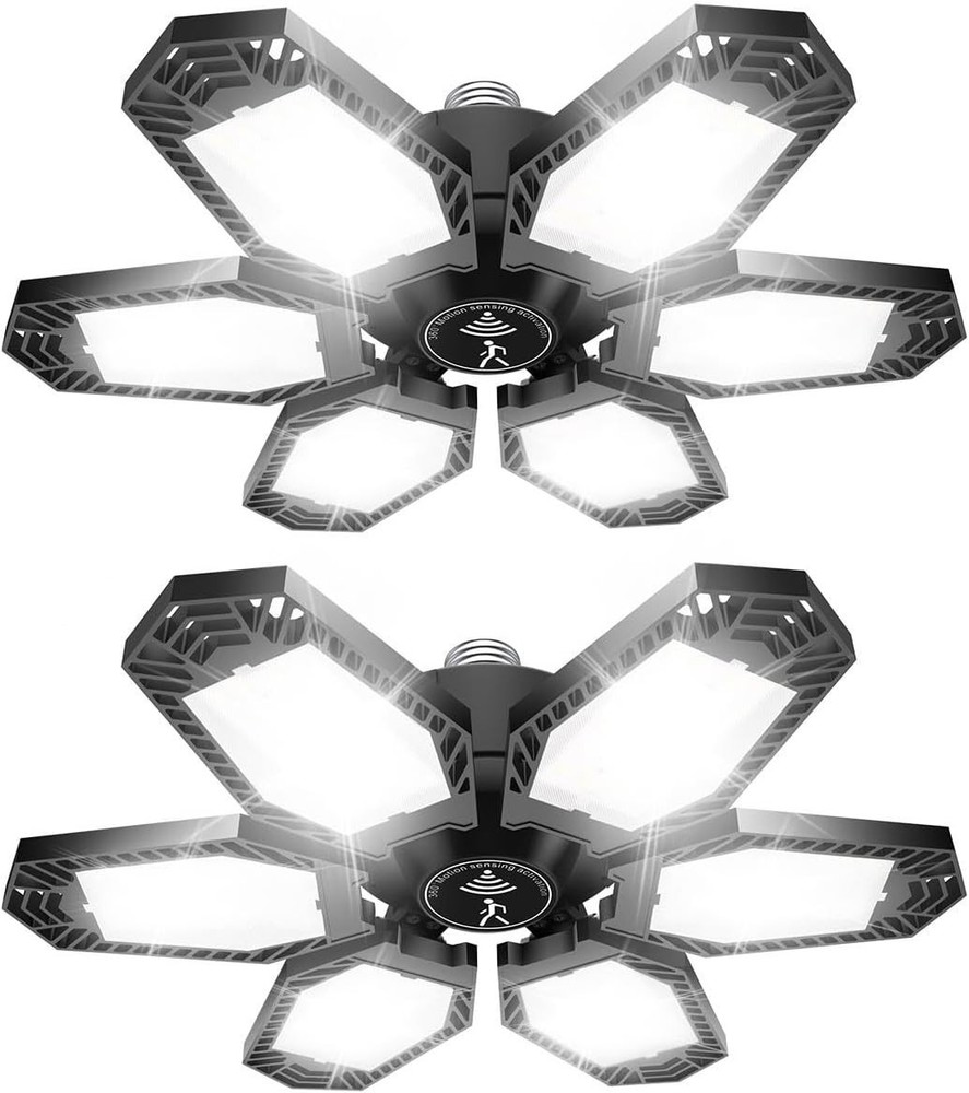 Motion Sensor Garage Light 150W 2 Pack Deformable LED Garage Light Motion Act...