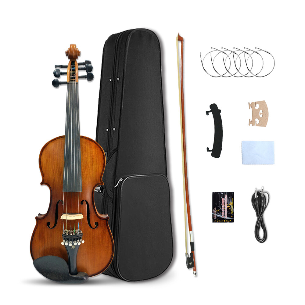 4/4 6 String Violin Maple Spruce Hand Made Violin with Violin Case&Bow Ebony