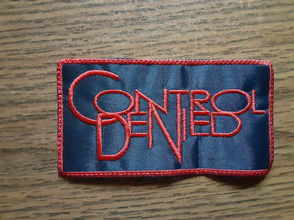 CONTROL DENIED,SEW ON RED EMBROIDERED PATCH
