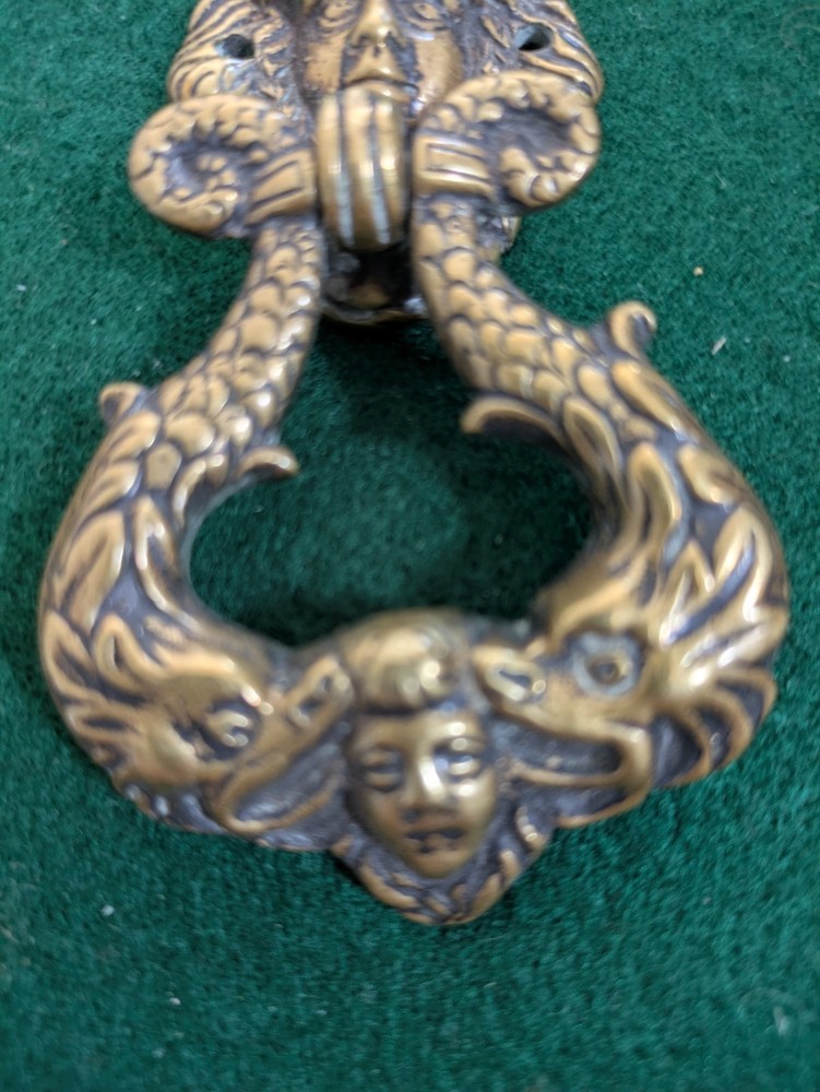 Antique Small mythical Cast Brass Door Knocker