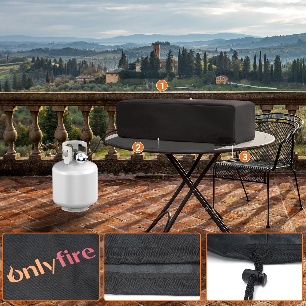 Fire Pit Cover, 28 Inch Tabletop Fire Pit Cover Rectangular UV Resistant and ...