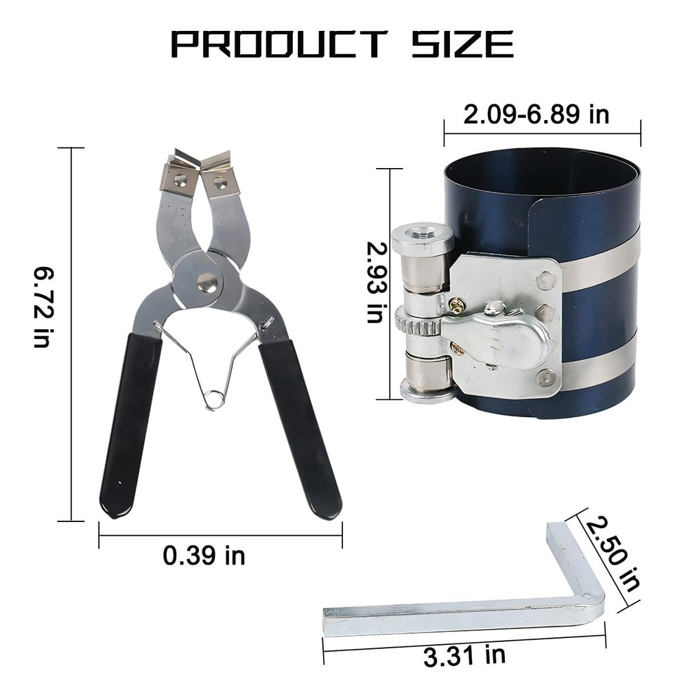 KHGUZ Car Engine Piston Ring Installer Removal Kit, Adjustable Black/Silver