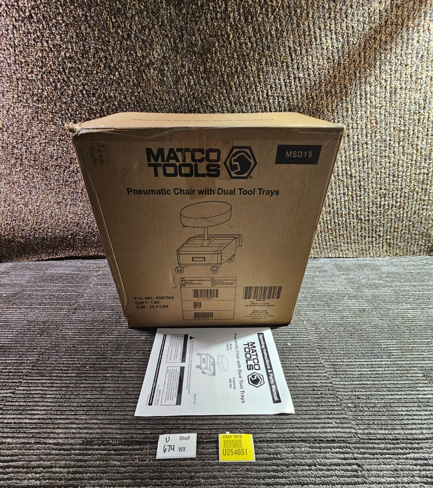 MATCO TOOLS MSD15 ADJUSTABLE PADDED CREEPER SEAT WITH TOOLBOX DRAWERS, RED