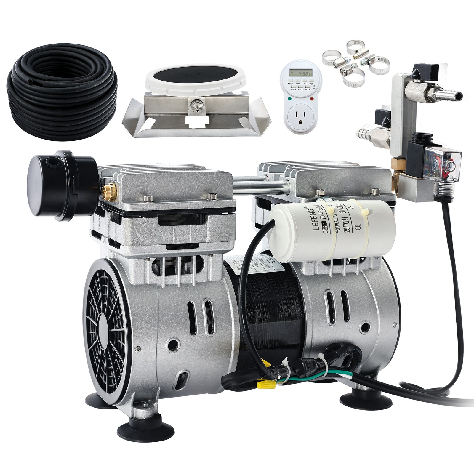 750W Pond Aerator 5.35CFM Lake Compressor Air Pump Aeration Diffuser Kit