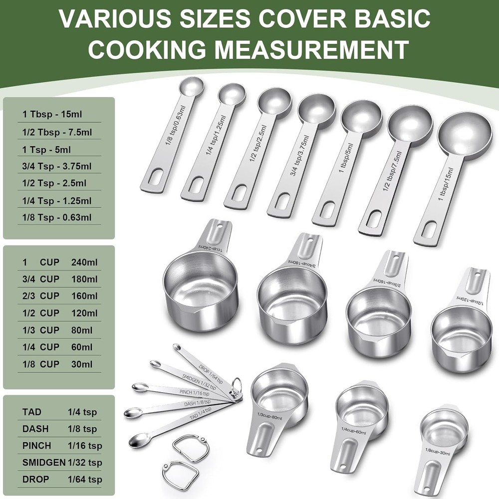 Measuring Cups and Spoons Set,Kitchen Gadgets for Cooking & Baking, Round
