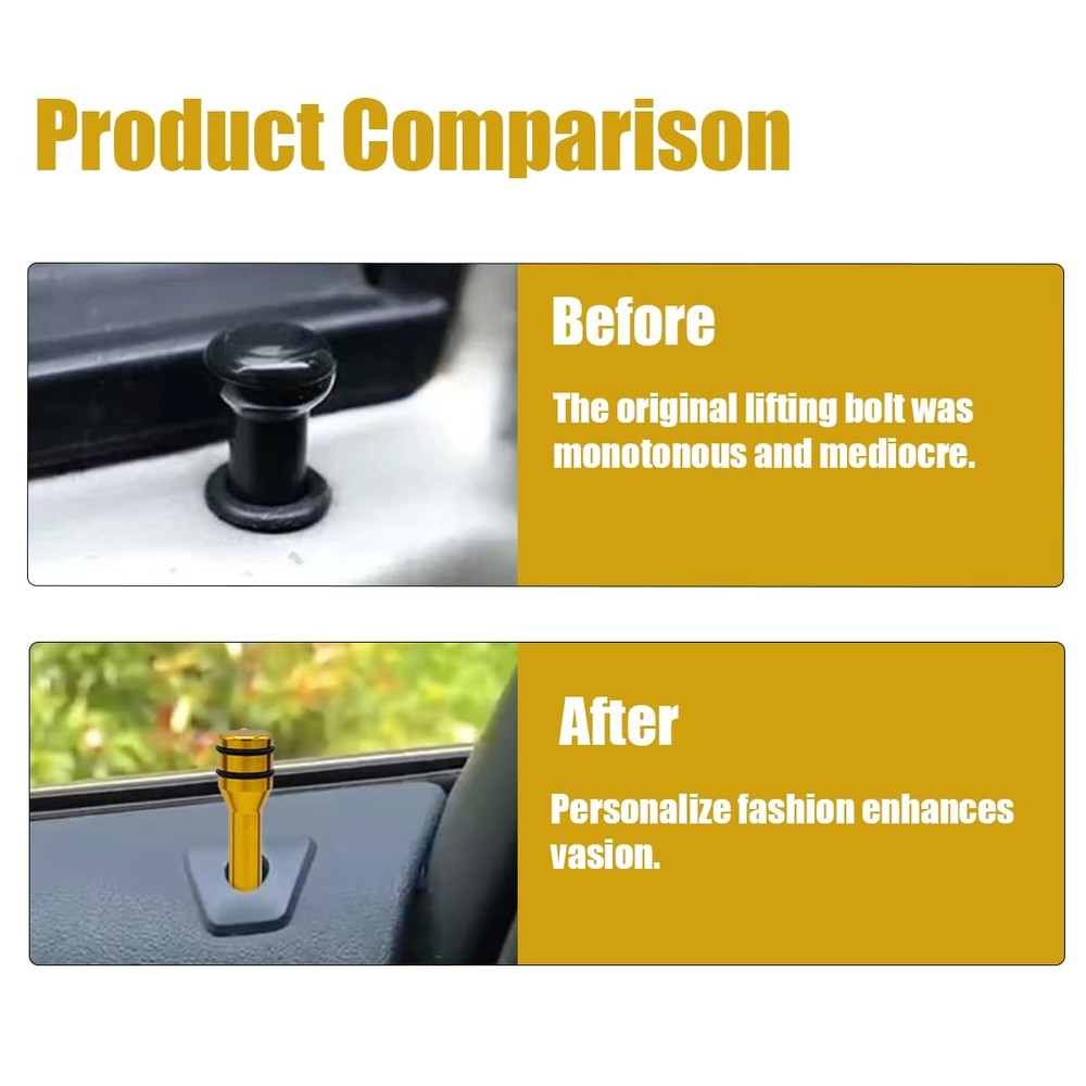 4 Pcs Car Door Lock Knobs Aluminum Alloy Car Inner Door Pull Pins Replacement