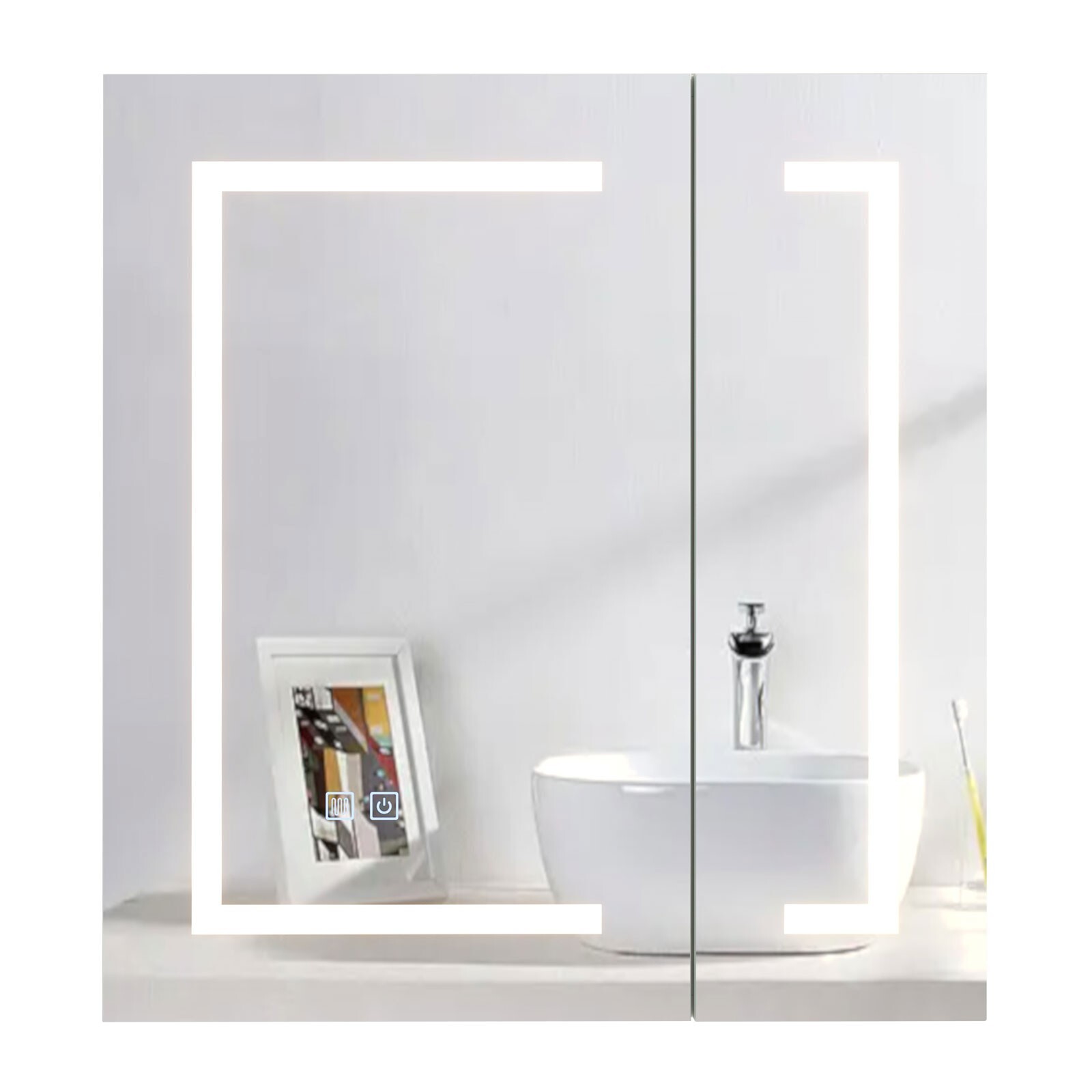 Dimmable LED Lighted Medicine Cabinet with Mirror Wall-mounted Bathroom Cabinet