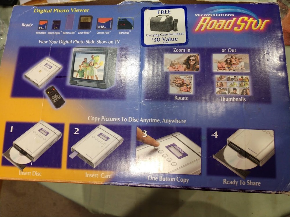 MICROSOLUTIONS ROADSTOR PORTABLE DIGITAL VIEWER CD BURNER DVD MP3 PLAYER NIB!