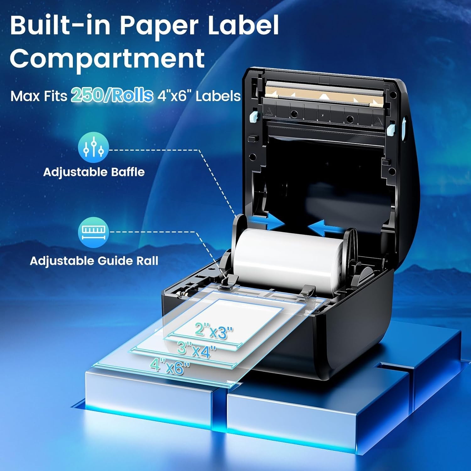 Thermal Label Printer Bluetooth 4x6 Printer for Shipping Label USPS FedEx UPS