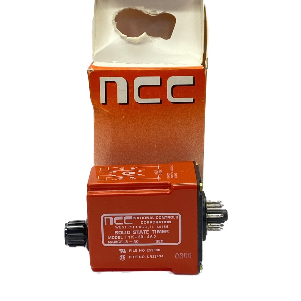 NCC 24VDC 120/240VAC 10A .3-30 Sec 8 Pin DPDT Delay on Make Solid State Timer