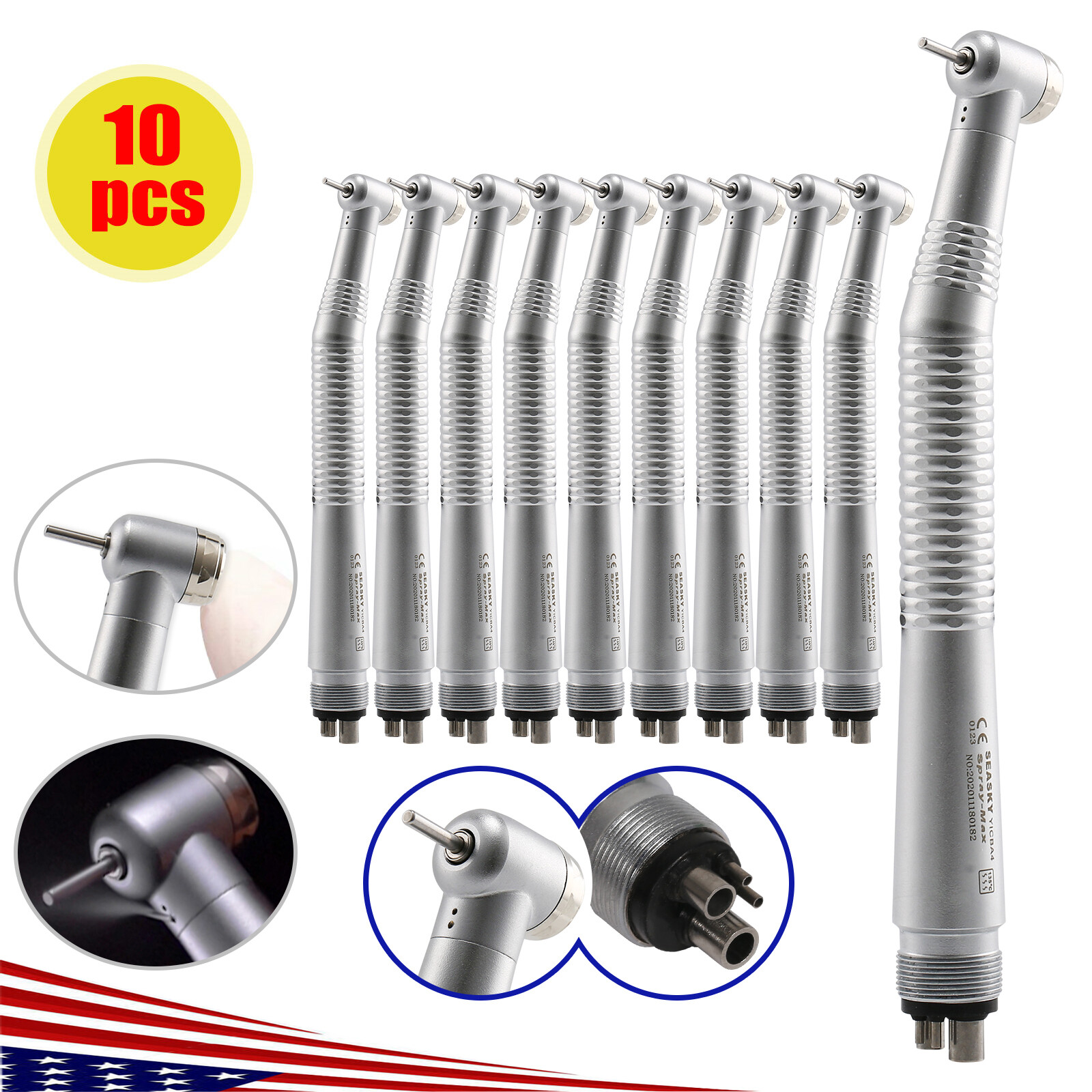 10pcs NSK PANA MAX Style Dental High Speed Handpiece Push Button 4 Hole Y1BA4 SK