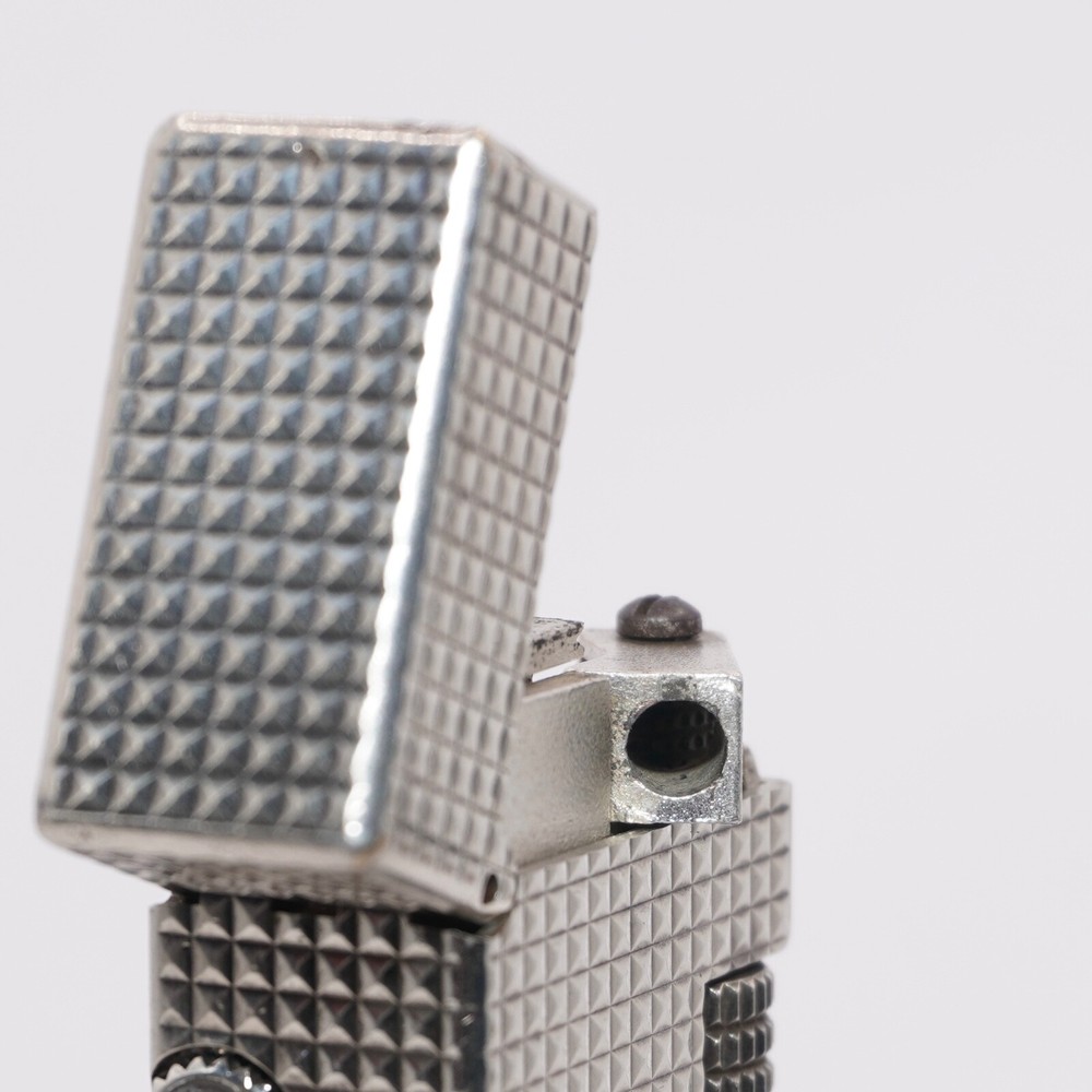 Dunhill Lighter Silver Plate Hobnail Pattern_Ultrasonically cleaned_Working