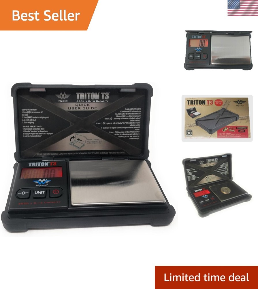 T3 Mini Digital Scale with Backlit Display - 660g Capacity, Rubber Case
