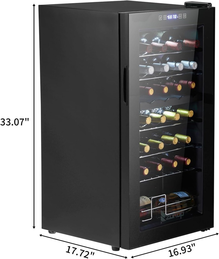 28-Bottle Dual Zone Compressor Wine Cooler,Freestanding Compact Mini Wine Fridge