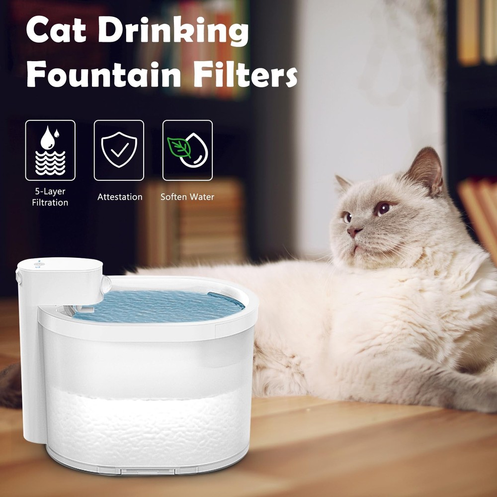 12 Pack Cat Water Fountain Filter & 12 Pack Replacement Filter Sponges Compat...