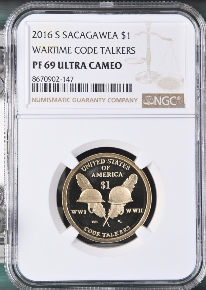 2016 S Sacagawea $1 Wartime Code Talkers NGC PF69