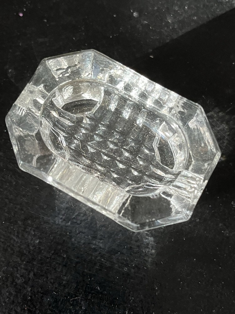 EAPG Rectangular Octagon Footed Open Table Salt Dip Cellar Dish