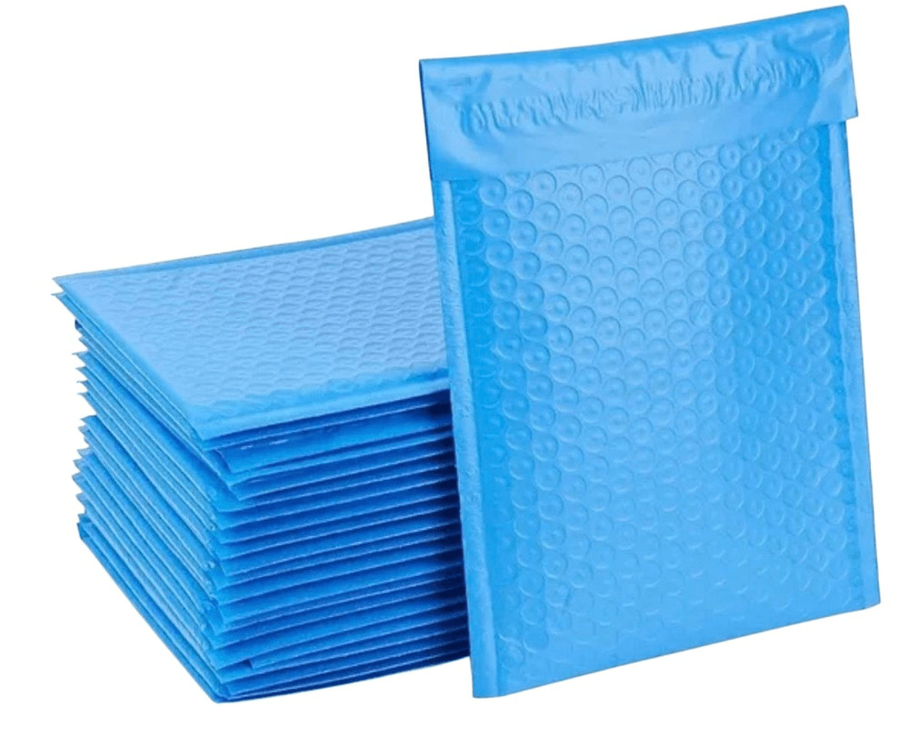 Blue Poly Bubble Padded Envelopes Self-Sealing Mailers 4X8 (Inner 4x7)