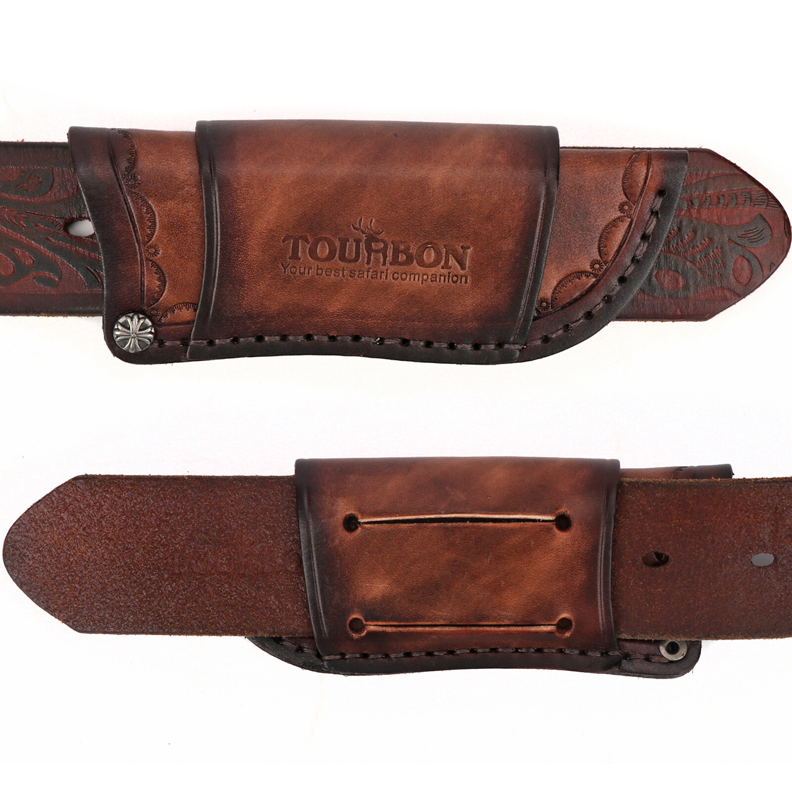 TOURBON Real Leather Folding Knife Belt Holster Horizontal/Vertical Sheath US