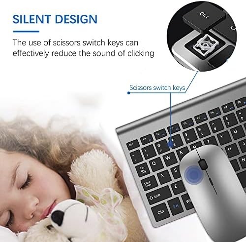 Wireless Keyboard and Mouse Ultra Slim Combo, TopMate 2.4G Silent Compact USB