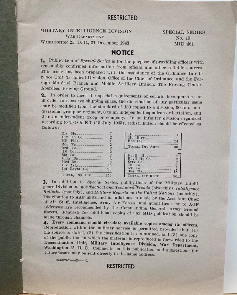 Japanese Infantry Weapons- Military Intelligence Division (1943) Restricted