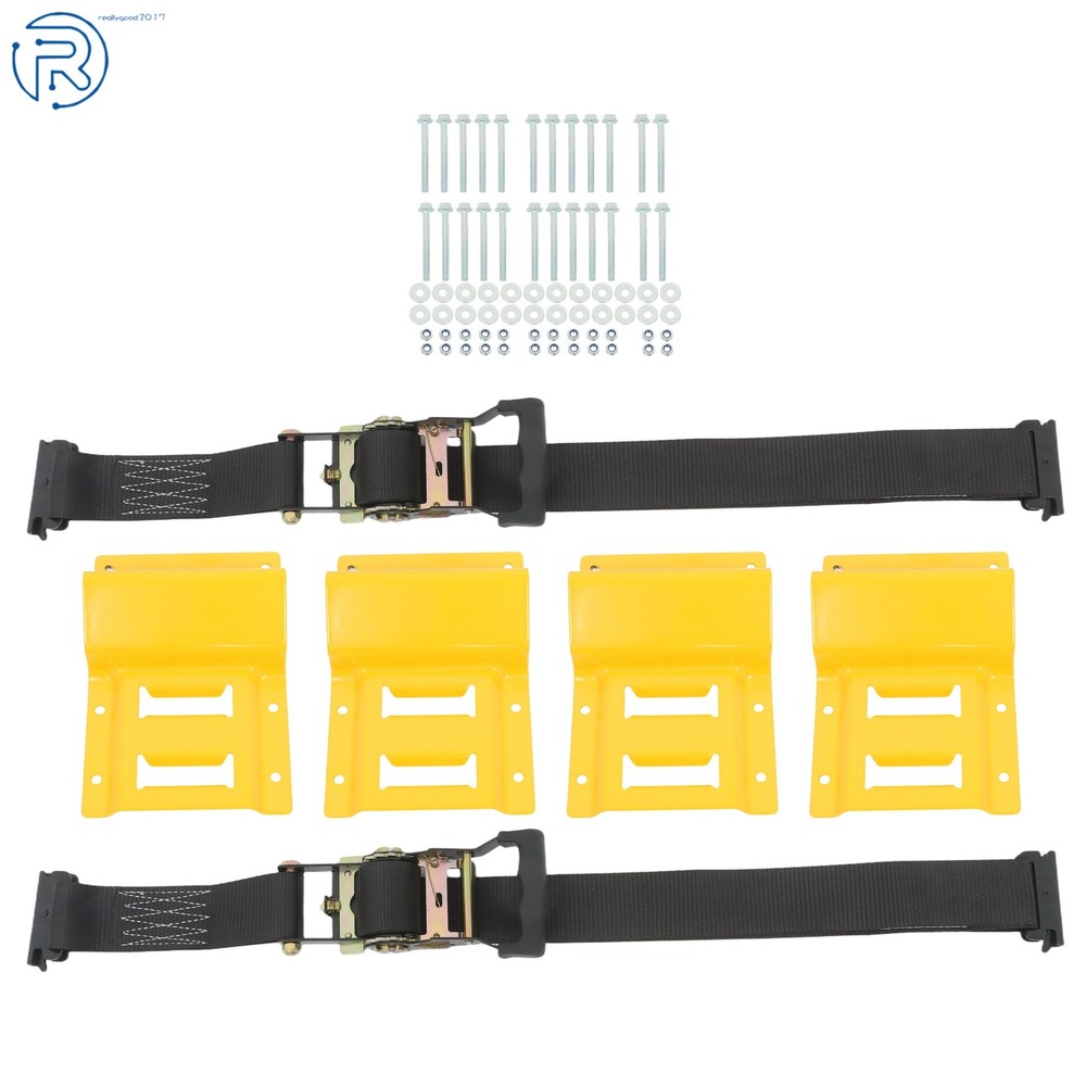 Durable E Track Wheel Chock System 6' Ratchet Tie Down Strap Secure Cargo 1 Pack