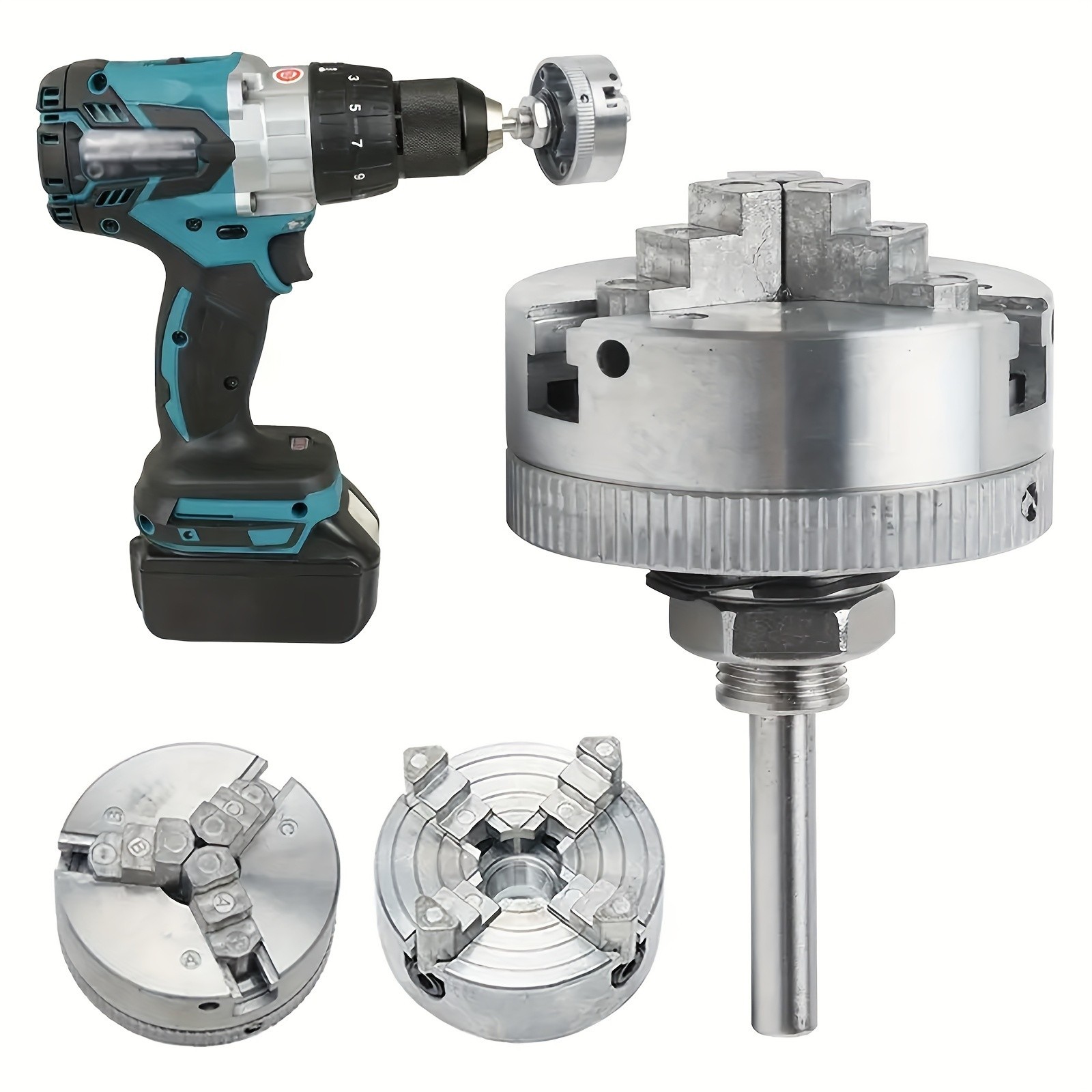 1.89 Inch  4/3-Jaw Metal Lathe Chuck Independent Reversible Jaws Key Handle