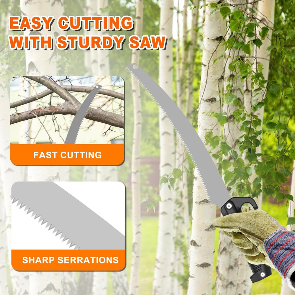 26FT Reach Pole Saw for Tree Trimming, Telescoping Tree Pruner Extendable with 5