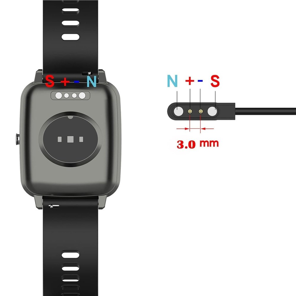 Replacement Magnetic Charging Cable Compatible with VeryFit Smartwatches - Black