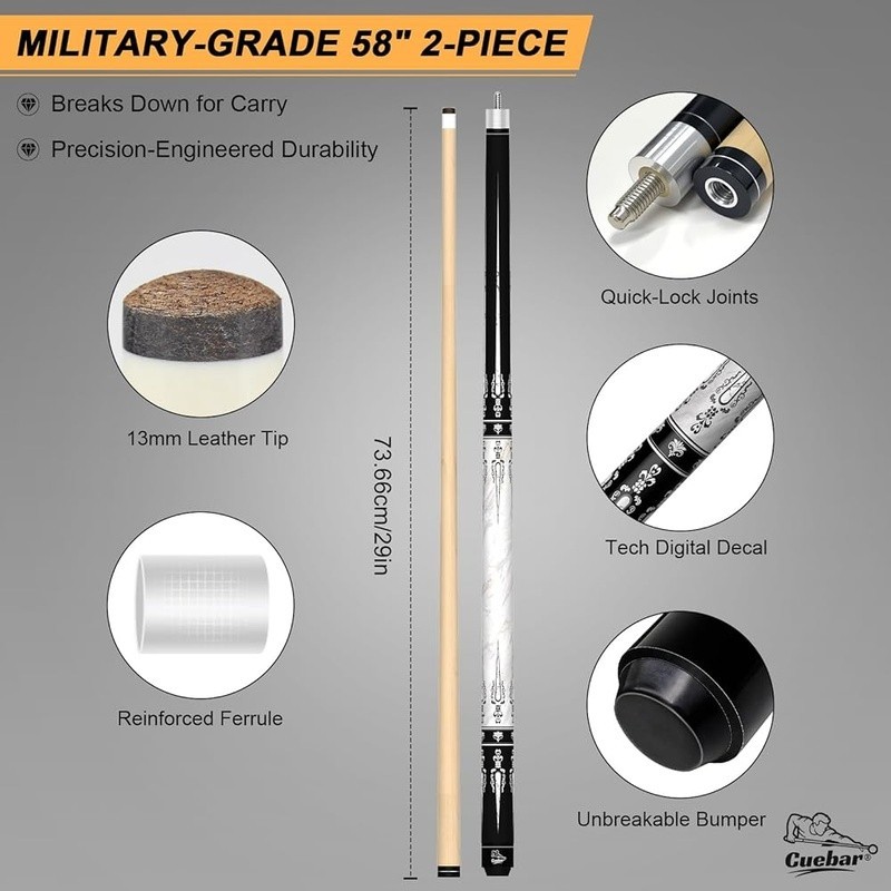 Billiard Starter Kit Pool Cue 58 Inch Professional Chalk Durable Performance New