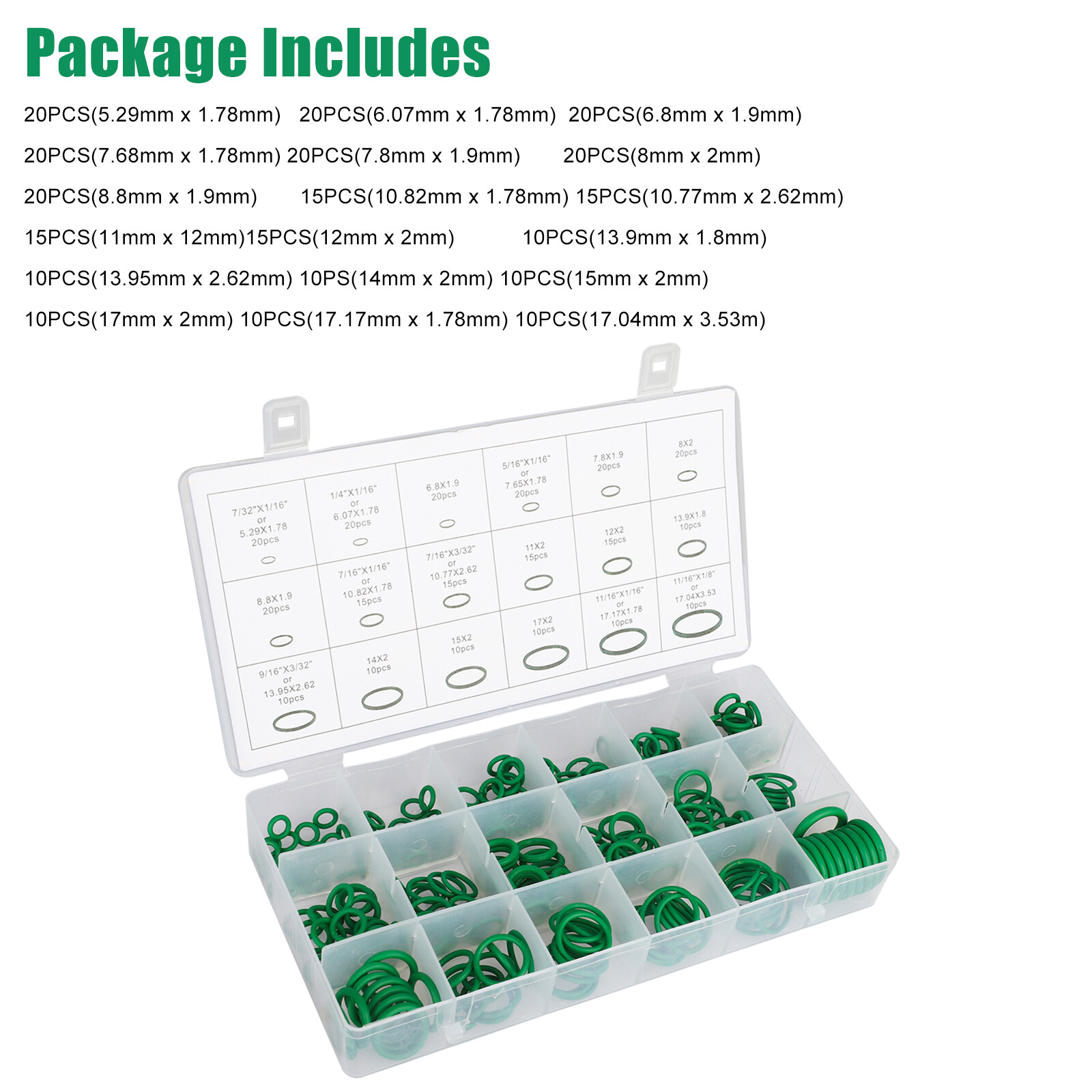 270Pcs/Set Metric Rubber O-Ring Washer Assortment Kit Gasket Automotive Seal BOX