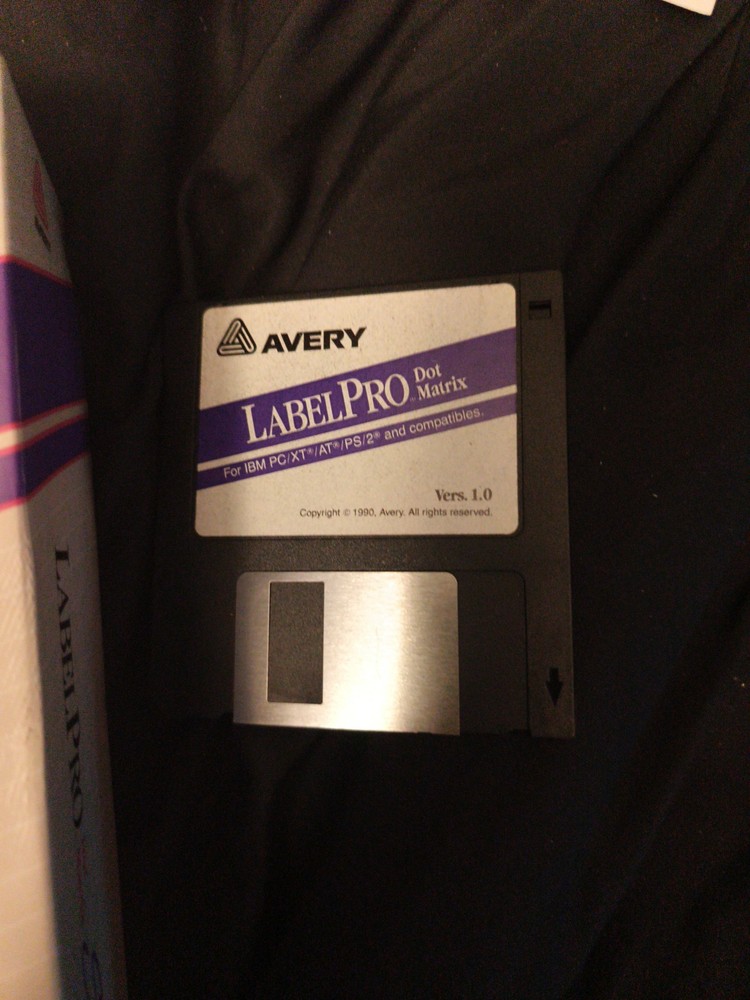 Vintage Avery 5116 Label Pro for Dot Matrix Printers Software IBM Compatible NOS