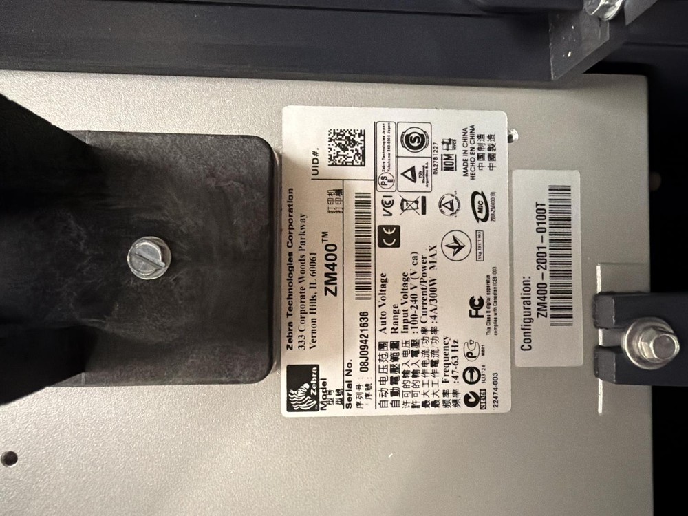 ZEBRA ZM400 PRINTER, NO PAPER