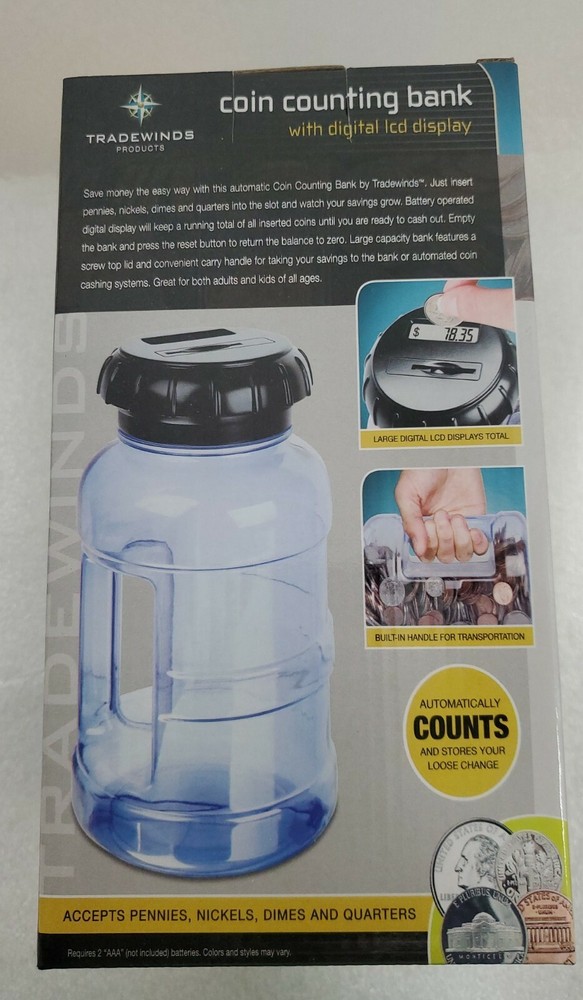 Coin Counting Jar with Digital Display,automatically counts inserted change.