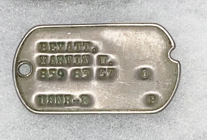 Post-WWII USNR Marvin Beyatt Single Dog Tag