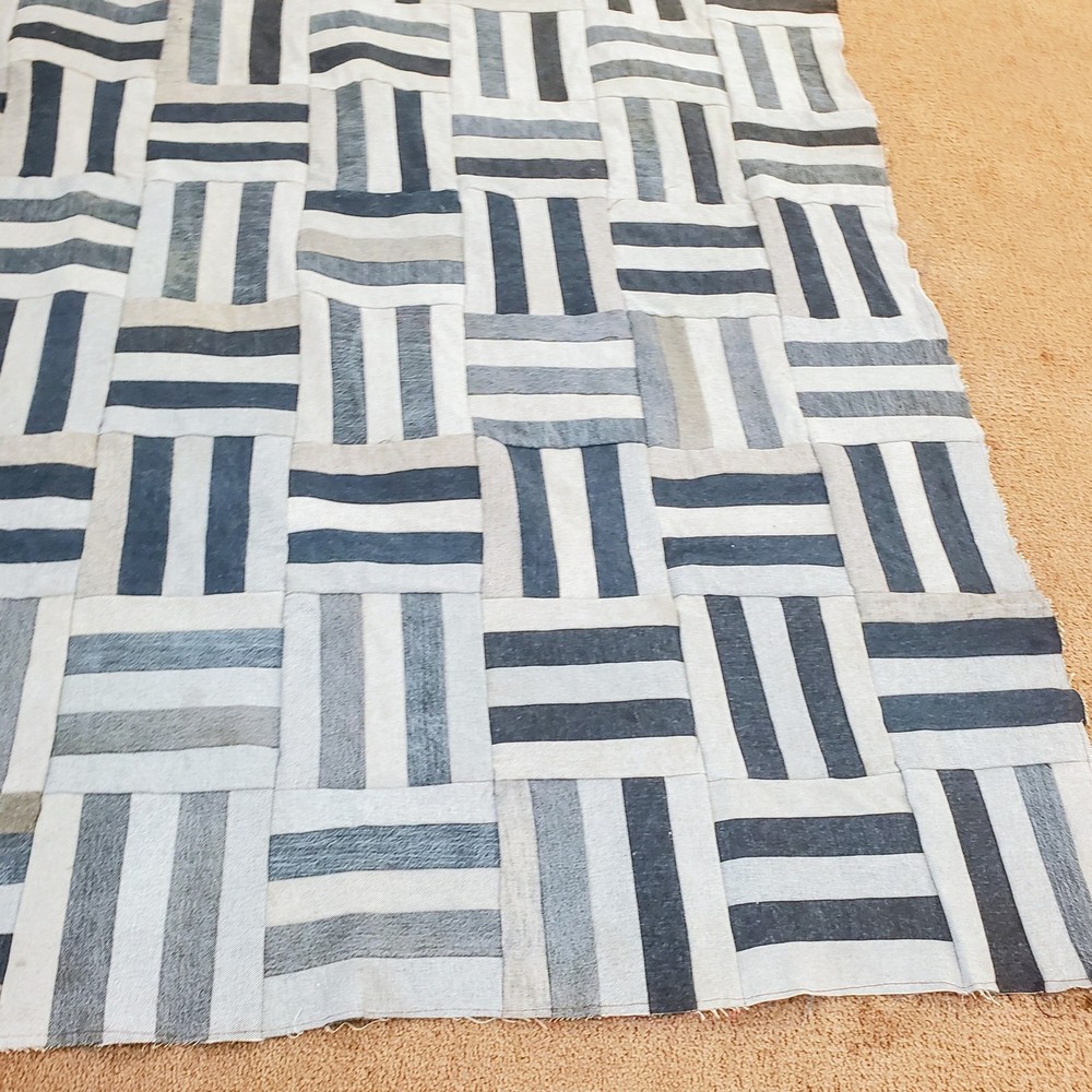 Recycled Blue Jeans Patchwork Quilt, Handmade 75x54 Throw