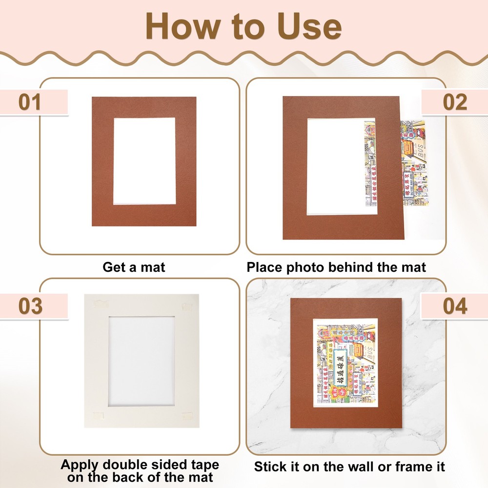 Picture Mats, 8x10 Frame Mattes with Backing, Red