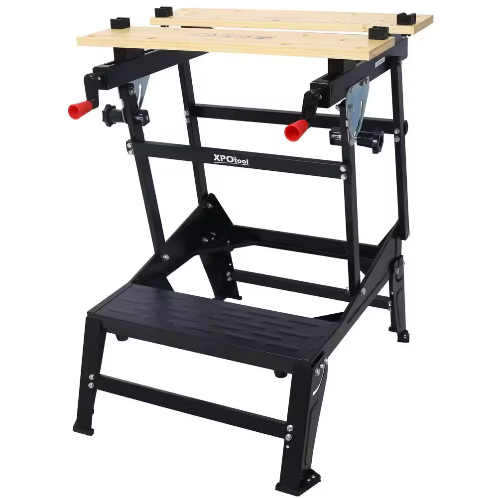 Folding Workbench-Portable Work Table with Adjustable Jaws, Vertical Clamping fo