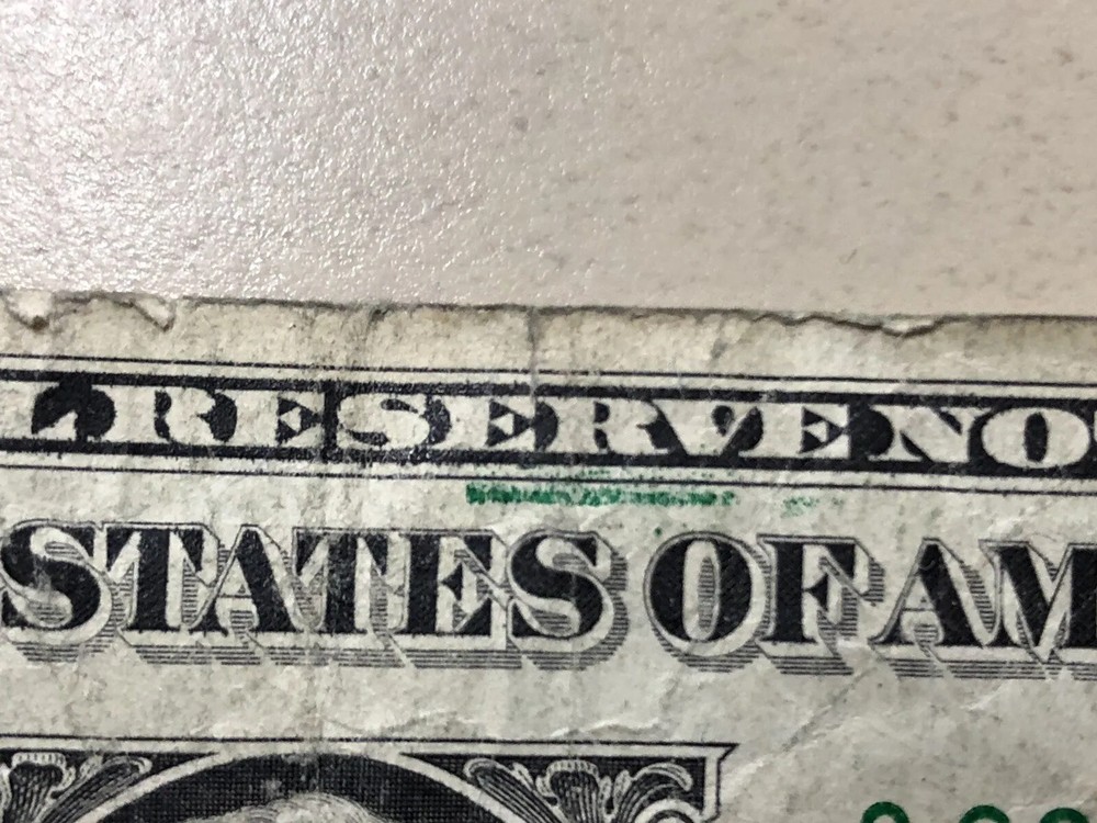 2009 One Dollar Note Ink Smear Error