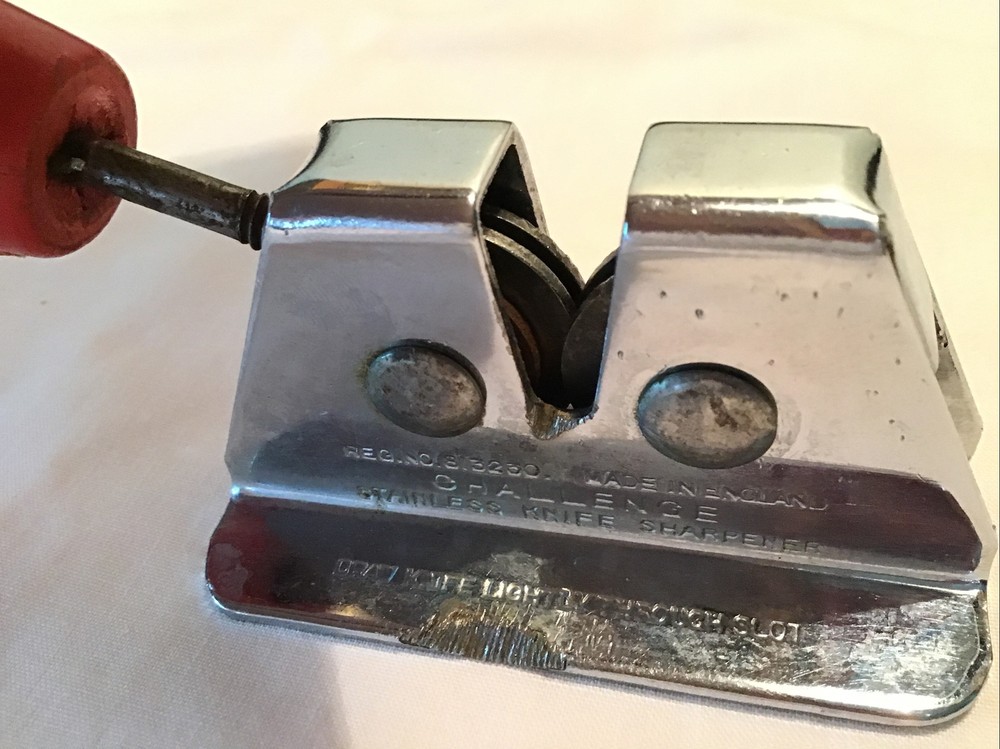 Vintage Challenge Draw Knife Sharpener Red Handle England