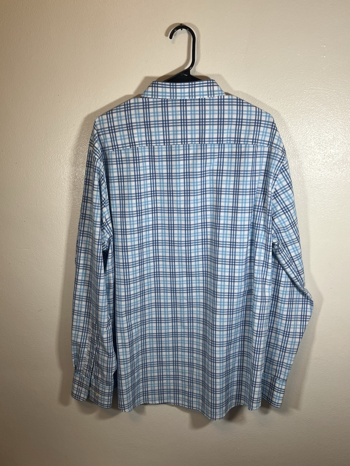 Peter Millar Men's Button Down Shirt XL White Blue Checkered