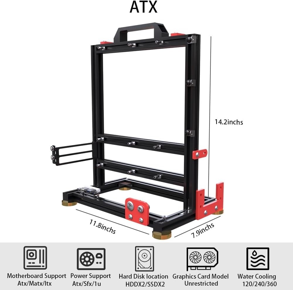 DIY Aluminium Pc Open Case Computer Chassis Test Bench Support Water Cooling