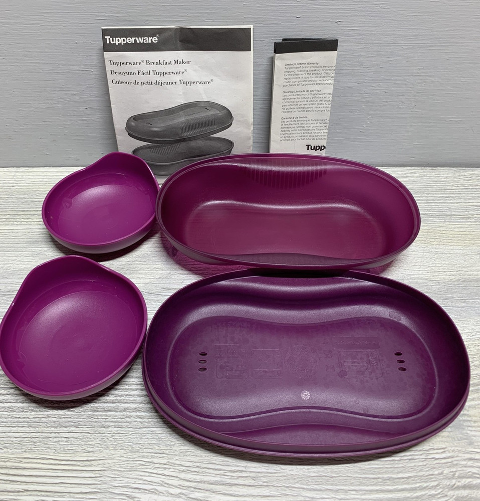 Tupperware Breakfast Maker Microwave Egg Omelet Cooker Inserts Manual Purple