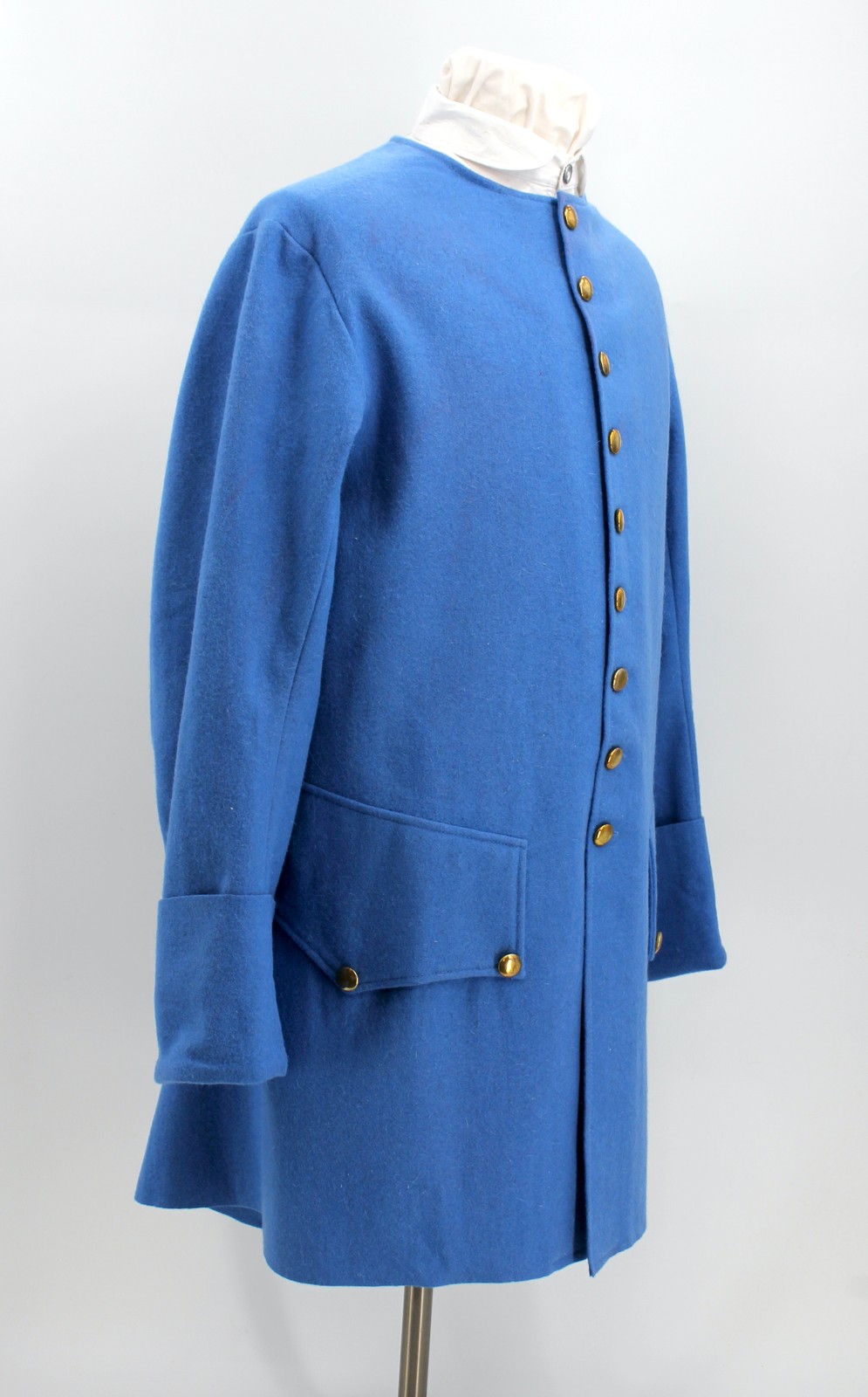 French Blue Wool Sleeved Waistcoat Size 50 / XXL