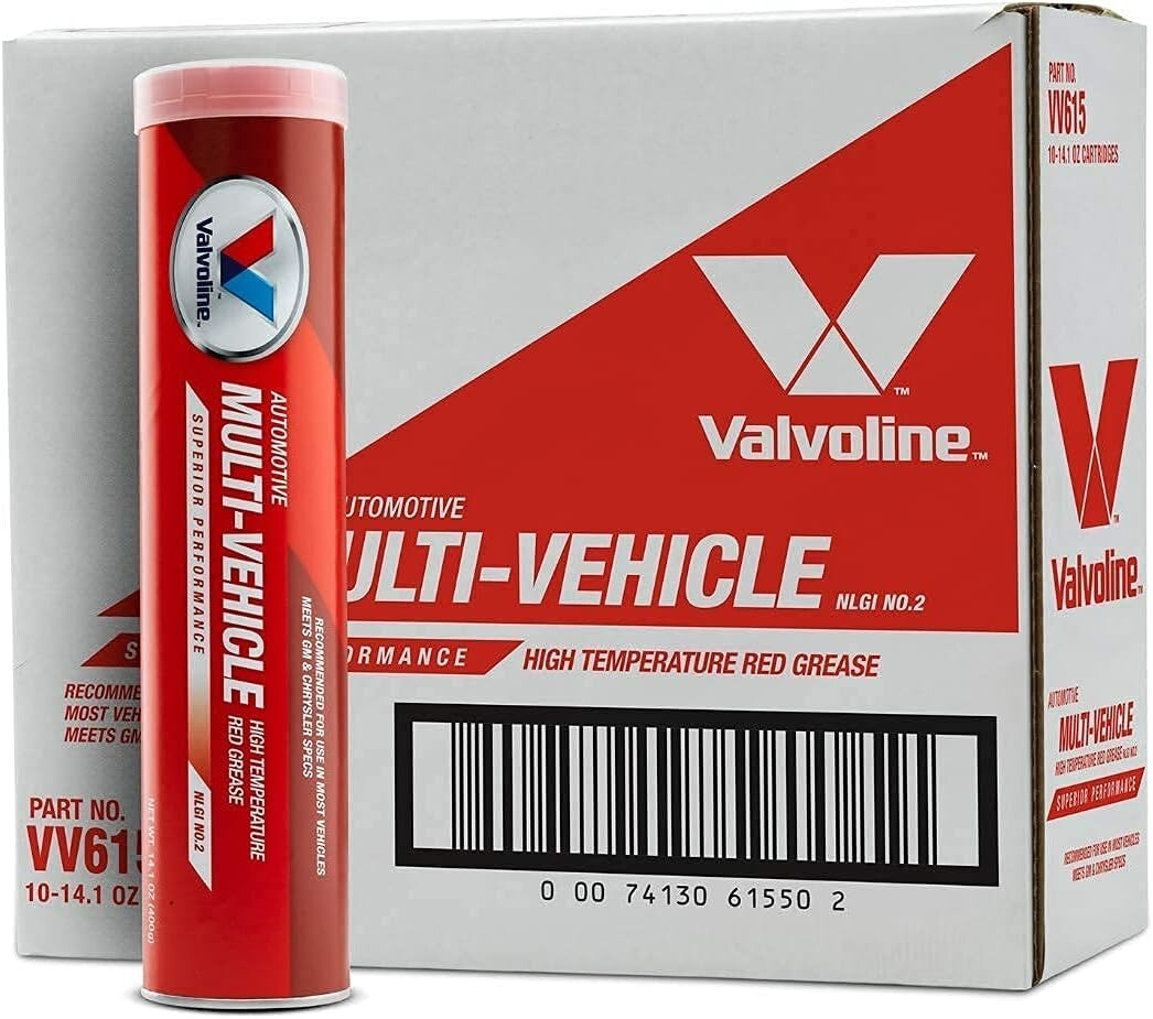 Valvoline VV615 Multi-Vehicle High Temperature Red Grease; 10 Pack of 14oz tubes