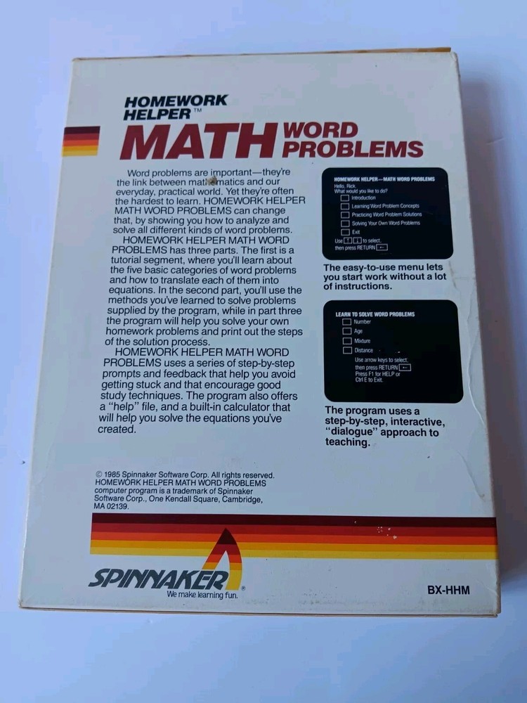 Commodore 64 Homework Helper Math Word Problems Computer Software Tested/Works