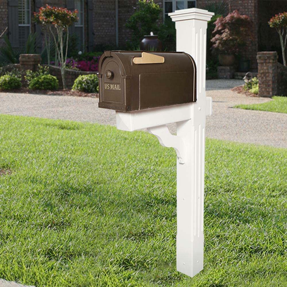 Decorative Mailbox Post-Mount Hampton Bronze Polypropylene Gold Lettering Flag