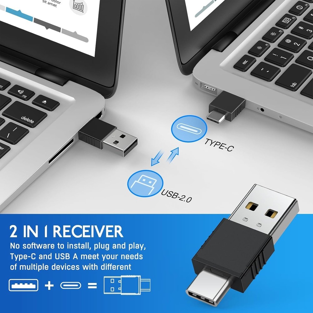 Compact Presentation Clicker with 164FT Wireless Range, USB-A & USB-C Compatible