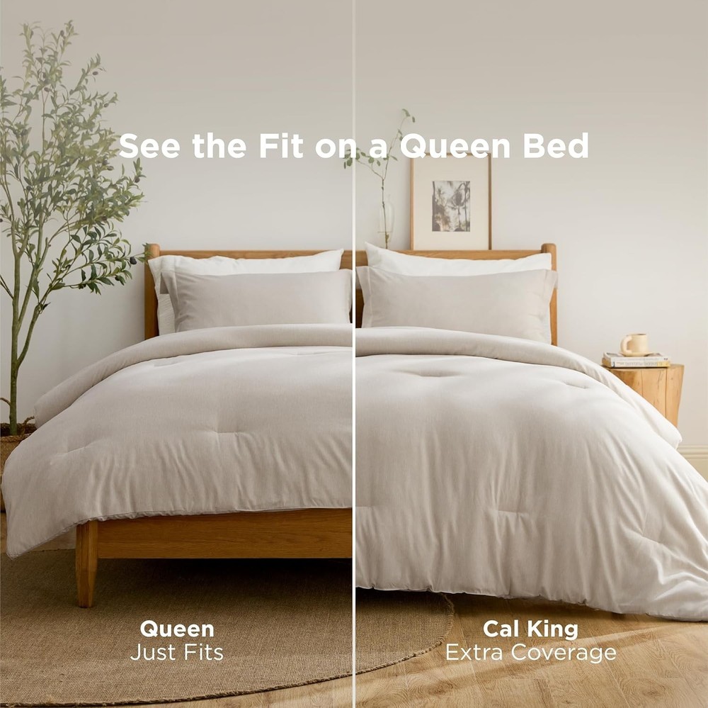 Queen Comforter Set Beige Soft Bedding All Seasons Cationic Dyed Bed Set 3